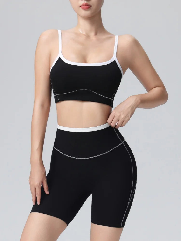 Yoga Sport Outfit for Woman Fitness Women's Two Pieces Short Pant Sets Suits Tracksuit Sportswear Woman Gym Yoga Workout Clothes Good Vibrations