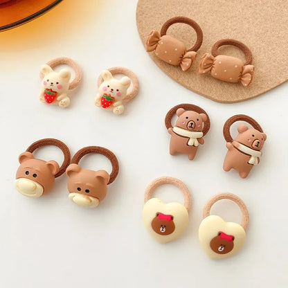 Kawaii Cartoon Baby Small Scrunchies Cute Children Girls Kids Elastic Hair Rubber Bands Accessories Tie Hair Ring Rope Headdress Good Vibrations
