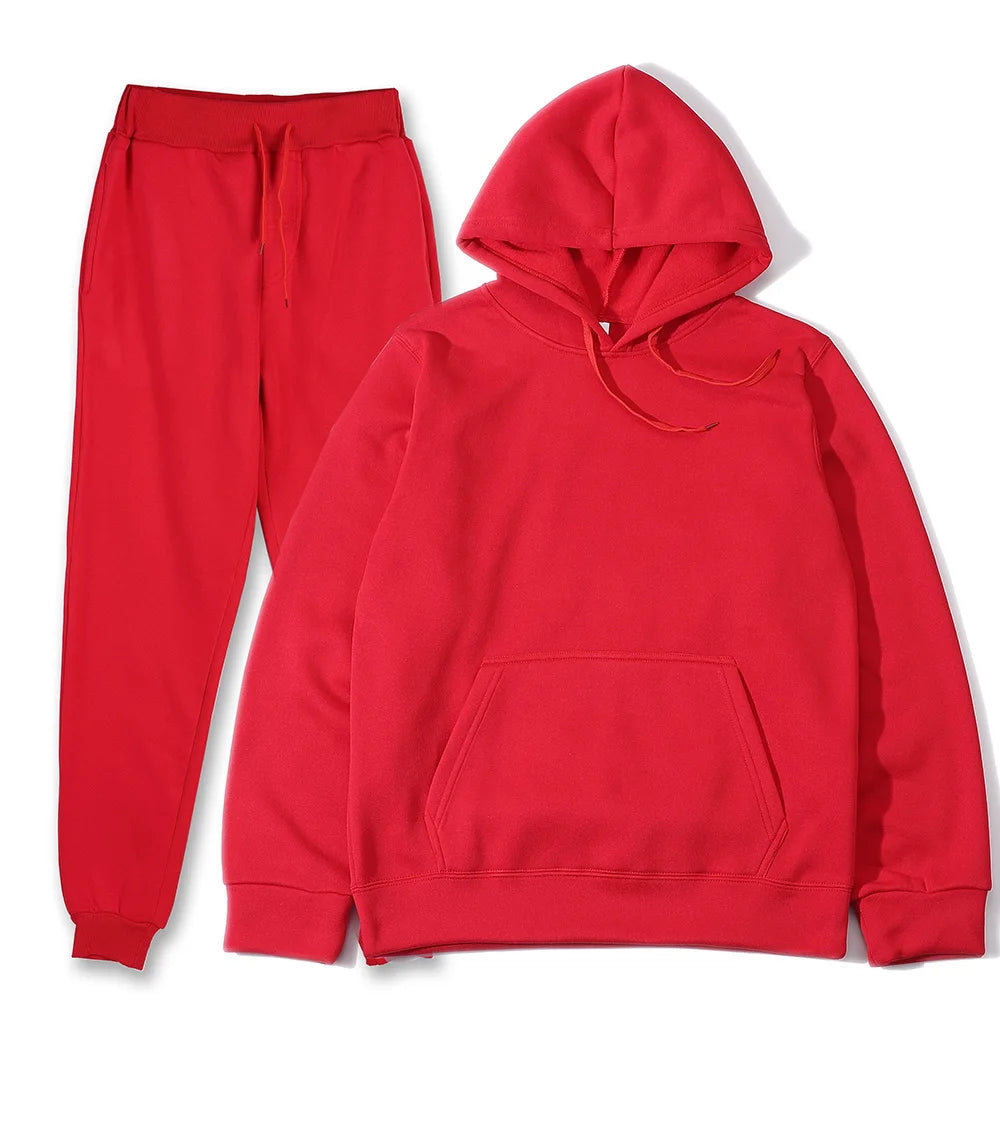 Men's Autumn and Winter New Solid Color Hoodie+pants Two-piece Set Fashionable Casual Sports Set Size S-3XL Men's Tracksuit Good Vibrations
