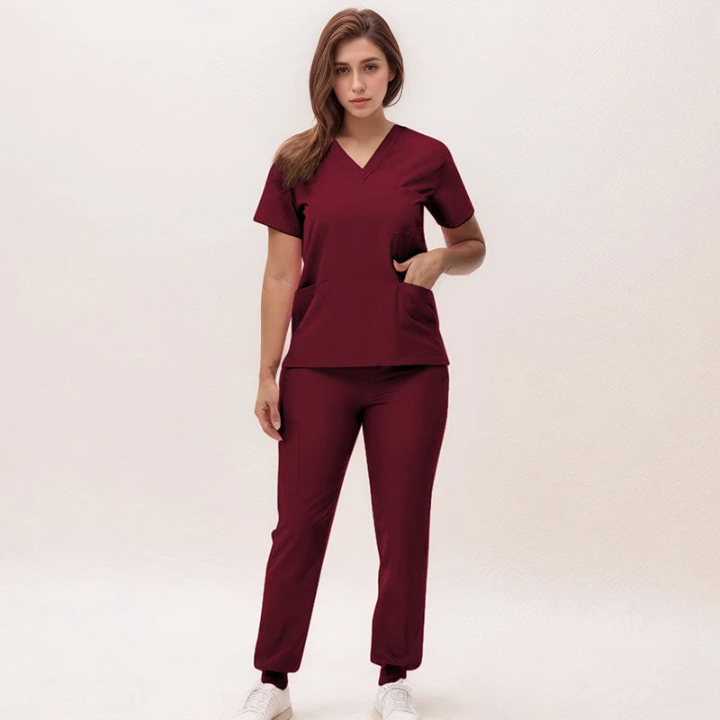 2025 New Nurse Uniforms V-neck Top Jogger Pants Scrub Sets Surgical Workwear Dentist Nursing Suit Hospital Doctor Outfit S21 Good Vibrations