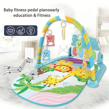 Baby fitness stand toy, newborn baby music, pedal piano, crawling mat, baby toy Good Vibrations