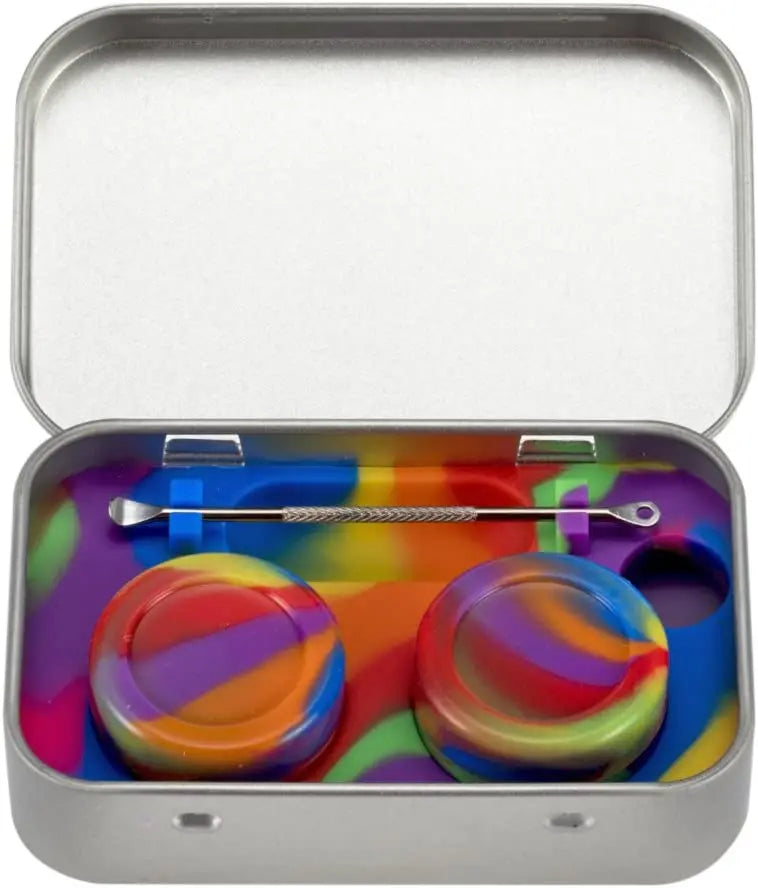 Portable Stainless Steel Tin Box 5ml Silicone Container Non-stick Storage Wax Carrying Case with Extra Stainless Steel Spoons Good Vibrations Adult Super Store