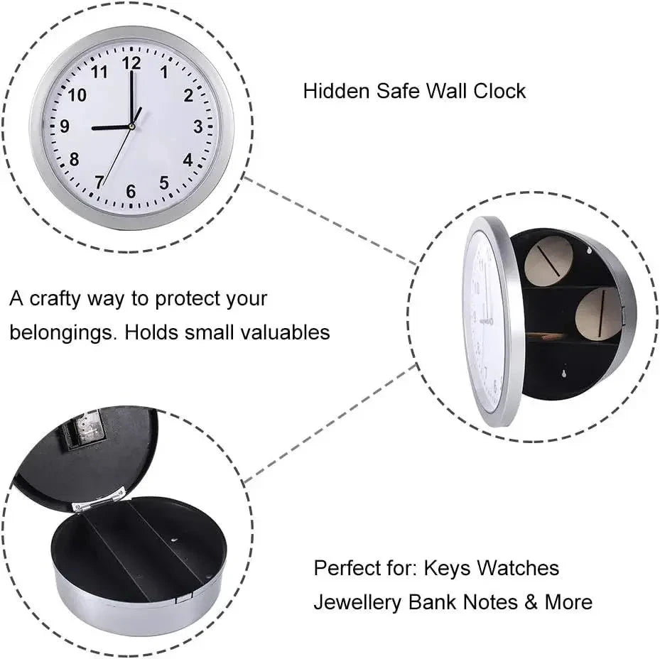 Sight Secret Hidden Safe Wall Clock With Stash Compartment Hide Cash Jewelry Keys Valueables or Home Office Decoration Safe Box Good Vibrations