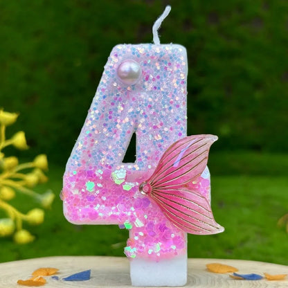 Digital Birthday Candles Party Decoration Birthday Pink Candles Sparkling Pink Beauty Fish Tail Wedding Boys Girls Gifts Number Good Vibrations
