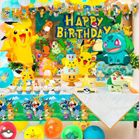 Pokemon Party Decorations, 38 Pcs Pokemon Birthday Decorations - Pokemon Banners Balloons Tablecloth etc Pikachu Party Supplies Good Vibrations