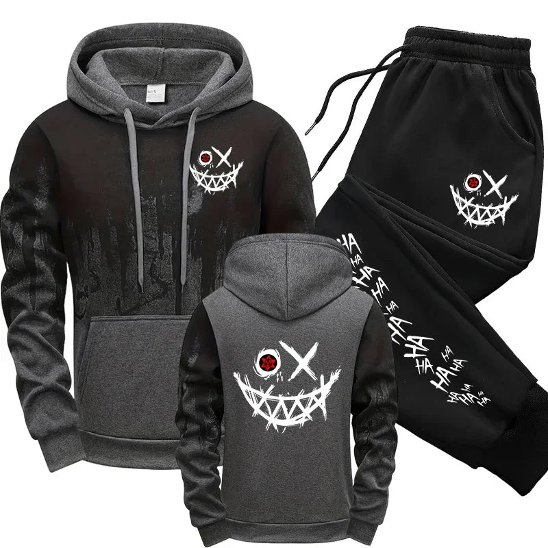 Autumn Winter Male Daily Casual Sports Jogger Suit 2025 Urban Fashion Hoodies Sportswear Men's Set Hooded Sweatshirts Sweatpants Good Vibrations