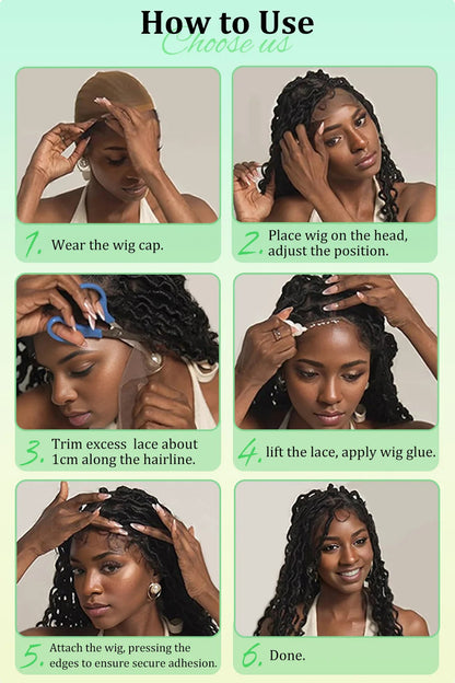 Knotless Braided Wigs With Curly Hair 13x6 Synthetic Braided Wigs Cornrows Wigs Afro Kinky Curly  Braided Wigs For Black Women Good Vibrations