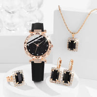 Womens Watches 5Pcs Set Luxury Rhinestone Women Fashion Elegant Wristwatch Quartz Watch For Girl WristWatch Bracelet Gift Good Vibrations