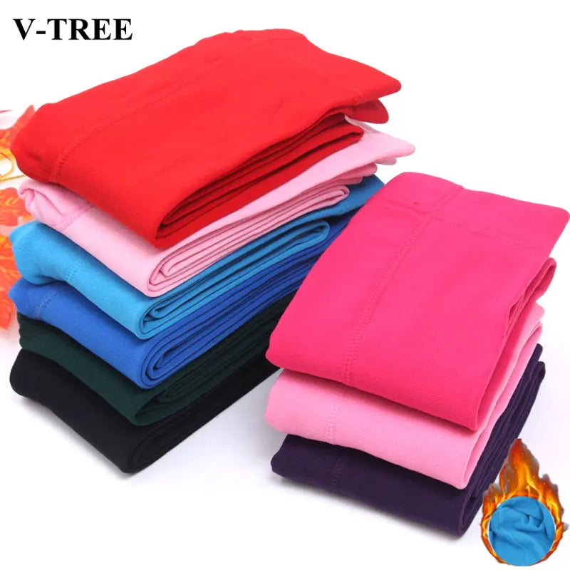 Plus Velvet Children Pants Winter Girls Leggings Warm Leggings For Kids Candy Colors Girls Trousers 3-9 Year Baby Leggins Good Vibrations