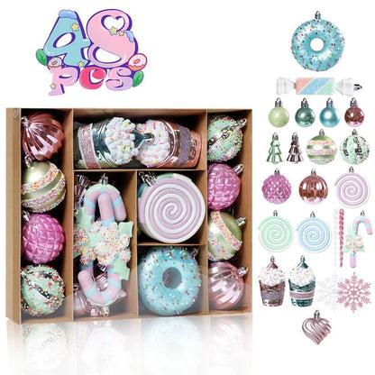 Christmas Macaron Ice Cream Donut Shapes Ball Ornament Xmas Tree Hanging Pendants Home Party Navidad Christmas Decor 2024 Good Vibrations