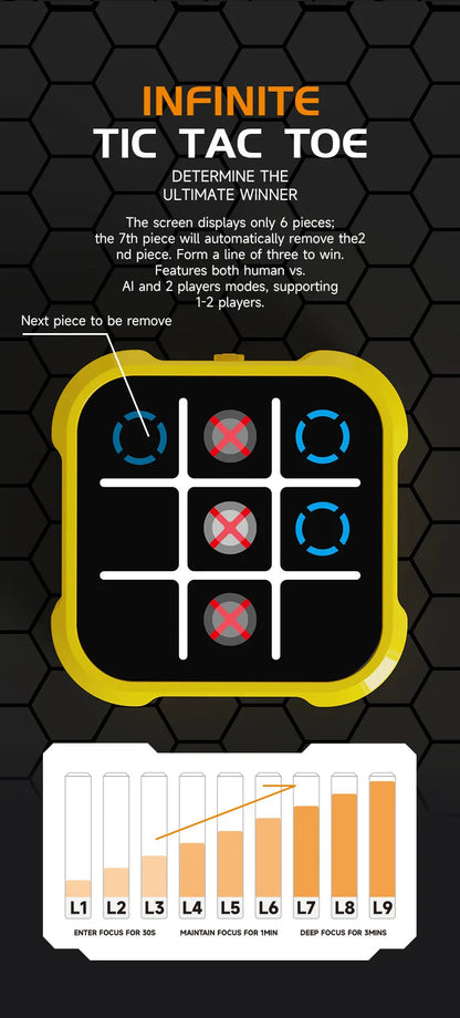 Portable Tic Tac Toe Game Console Toys Handheld Electronic Puzzle Chessboard  Memory Training & Montessori Travel Toy Xmas Gifts Good Vibrations