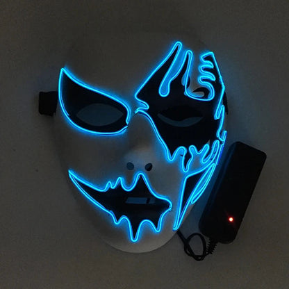 Halloween Carnival Party Costume Decoration Luminous LED Mask Halloween Mask LED Maske Light Up Party Masks for Glow Party Good Vibrations