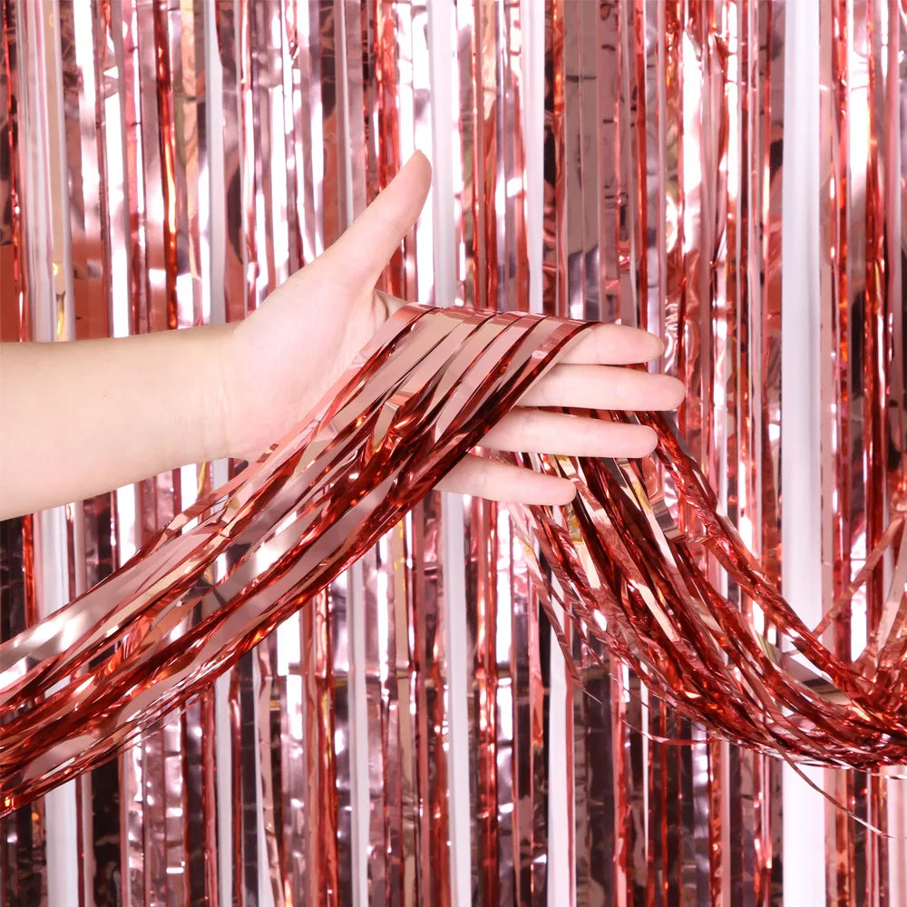 2/3/4M Party Background Wedding Decor Foil Fringe Curtain Sequin Bachelorette Photo Backdrop Wall Curtain Birthday Baby Shower Good Vibrations