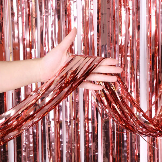 2/3/4M Party Background Wedding Decor Foil Fringe Curtain Sequin Bachelorette Photo Backdrop Wall Curtain Birthday Baby Shower Good Vibrations