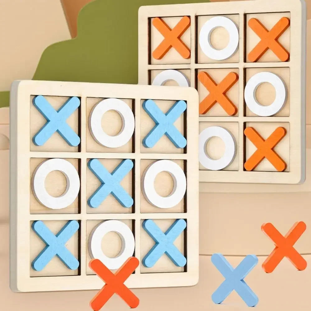 1PC Wooden Board Game Tic Tac Toe 9"x9" Table Toy for Kids Gifts Family Games Desk Decoration Board Game Good Vibrations