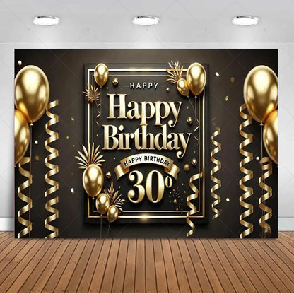 30th Birthday Party Decor Background Pink Black Gold Glitter Woman Man 30 Years Old Photography Backdrop Supplies Adult Gifts Good Vibrations