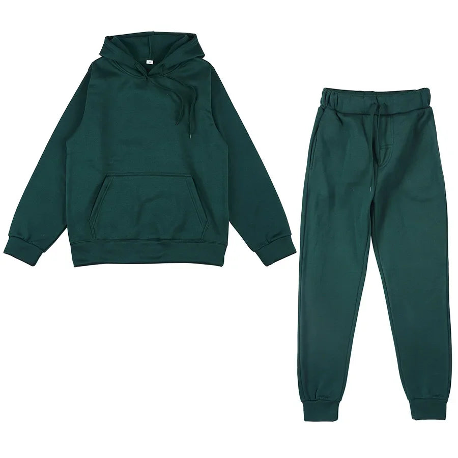 Men's Autumn and Winter New Solid Color Hoodie+pants Two-piece Set Fashionable Casual Sports Set Size S-3XL Good Vibrations