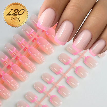 100Pcs Light Pink Press on Nails Short Medium Square Wearable Fake Nails Tips 10 sizes Full Cover False Nails Finger Decoration Good Vibrations