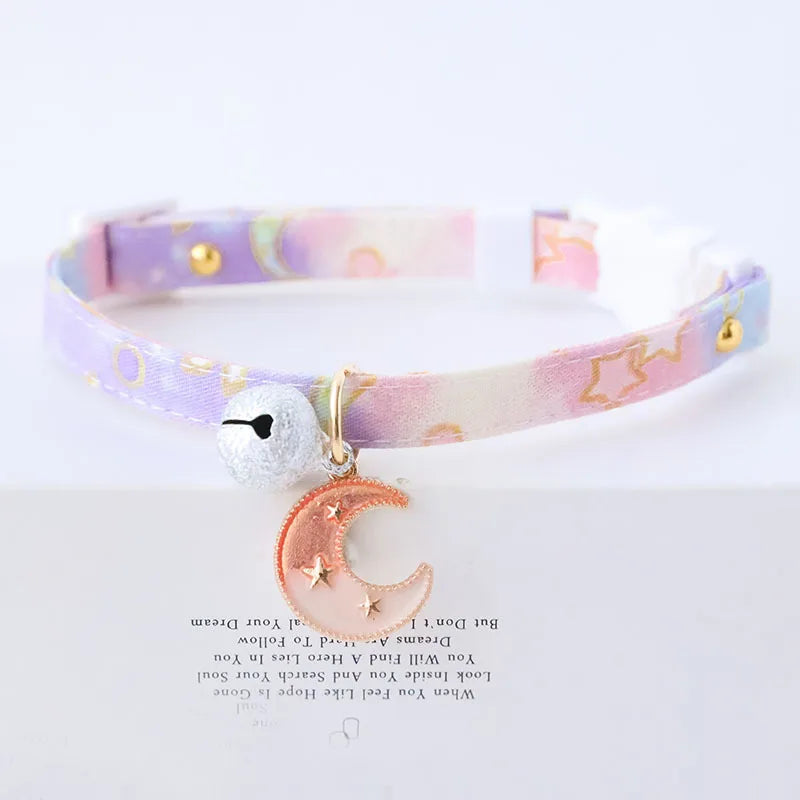 for newborn Cat Collar Safety Breakaway Small Dog Tie Adjustable Neck Strap for Puppy Kittens Necklace star cats with bell Good Vibrations