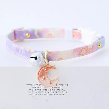 for newborn Cat Collar Safety Breakaway Small Dog Tie Adjustable Neck Strap for Puppy Kittens Necklace star cats with bell Good Vibrations