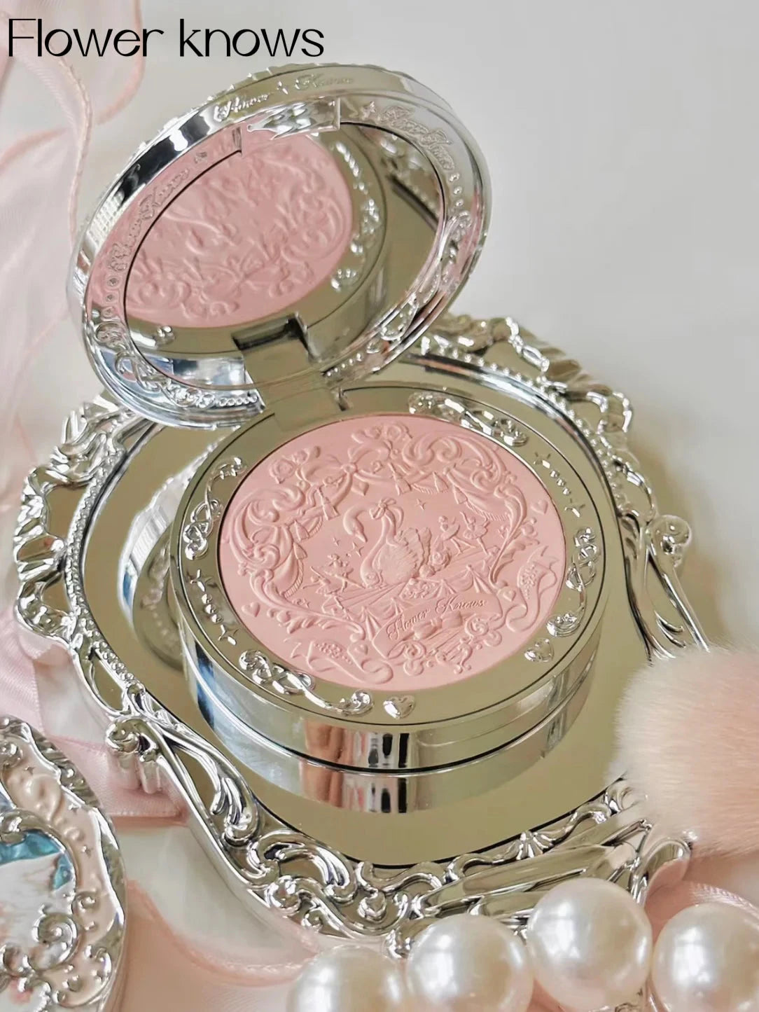 Flower Knows Swan Ballet Collection Embossed Blush Long-lasting Matte Powder Cheek Blusher Natural Brightening Cosmetic 5g Good Vibrations