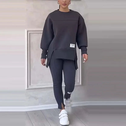New Women's Fashion Casual Sweatshirt + Trousers Cover Autumn Winter O Neck Long-sleeved Hoodie Women's Suit Sports 2piece Set Good Vibrations