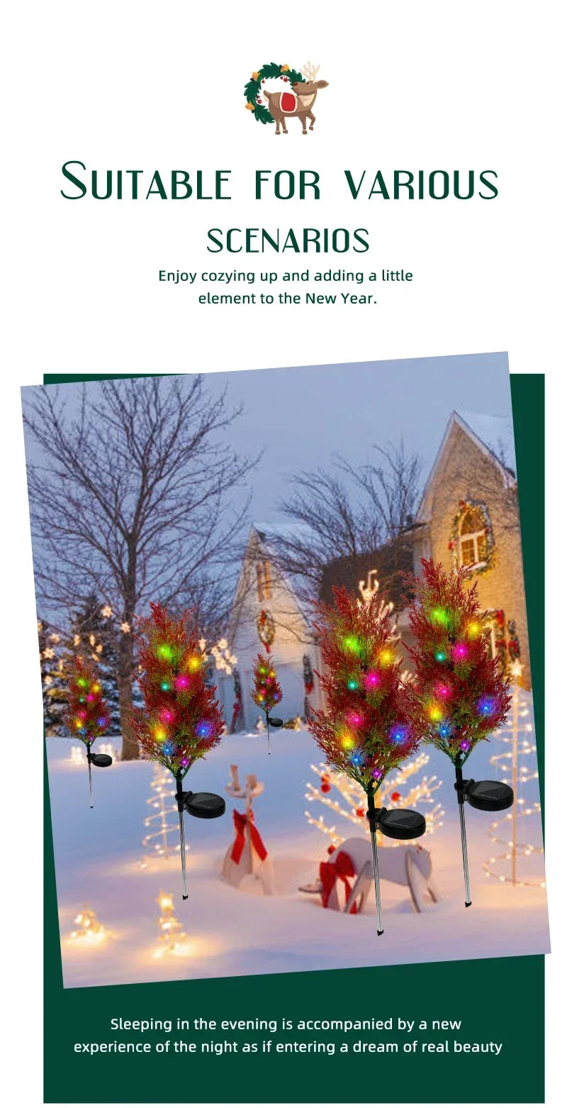 2025 Hot Outdoor Decoration Christmas Tree Light Solar Charging Simulation Pine Tree 20 LED Lawn Light Garden Decoration Light Good Vibrations