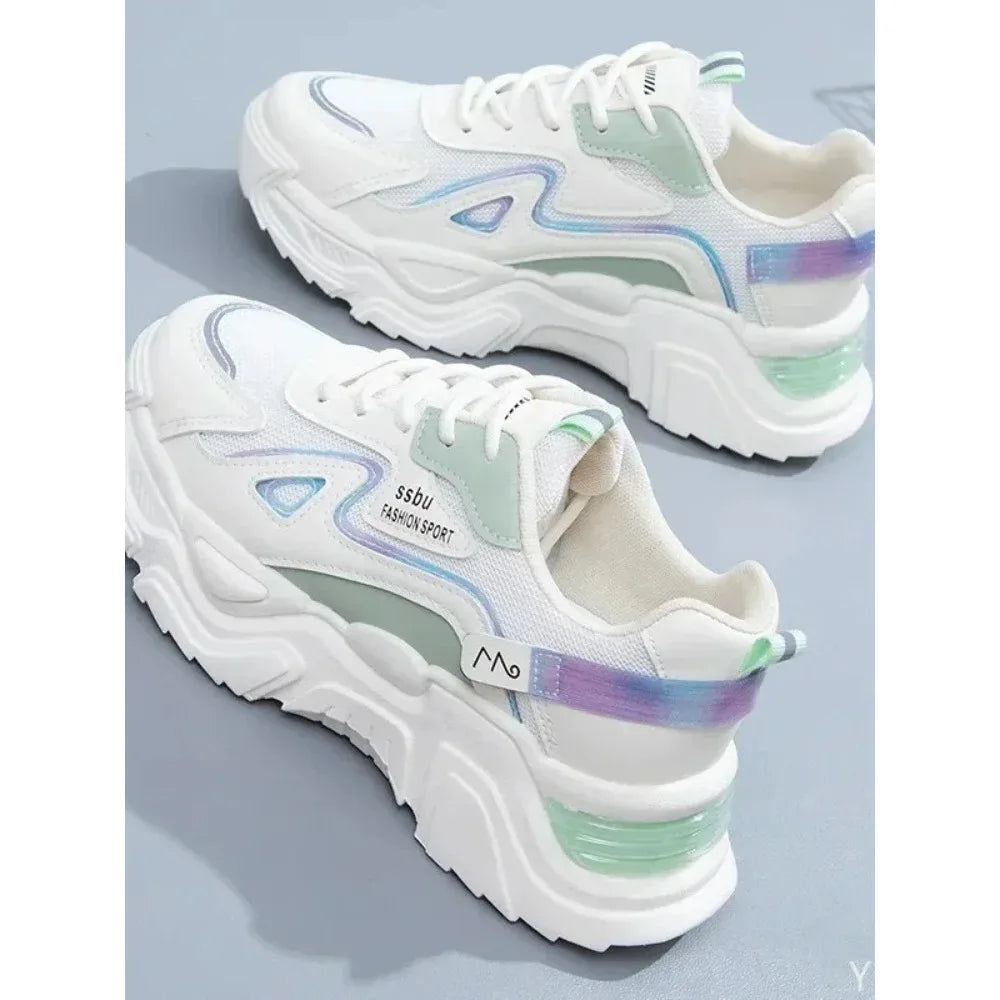 2023 Sneakers Women Platform Flat Shoes Woman Shoes Green Casual Trainers Ladies Chunky Sneakers Women Shoes Good Vibrations