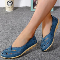 Women Flats Genuine Leather Women's Loafers Nurse Shoes Hollow Shoes Women Slip On Women Shoes Footwear Ballet Flats Women Good Vibrations