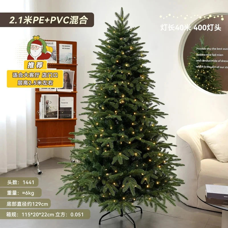 Christmas Tree PE Encrypted Christmas Decoration with Lights,Folding and Retractable Pine Needles,Christmas Tree Set Decoration Good Vibrations