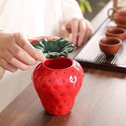 Ceramic strawberry ashtray with lid, windproof and fly ash proof, home, living room, office ashtray decoration, storage, and pro Good Vibrations Adult Super Store