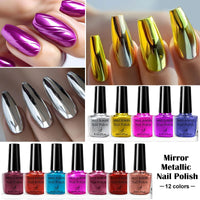 8ml Metallic Nail Polish Mirror Effect Fast Drying Long-Lasting Nails Art Polish DIY No Need Lamp Cure Manicure Nail Supplies Good Vibrations