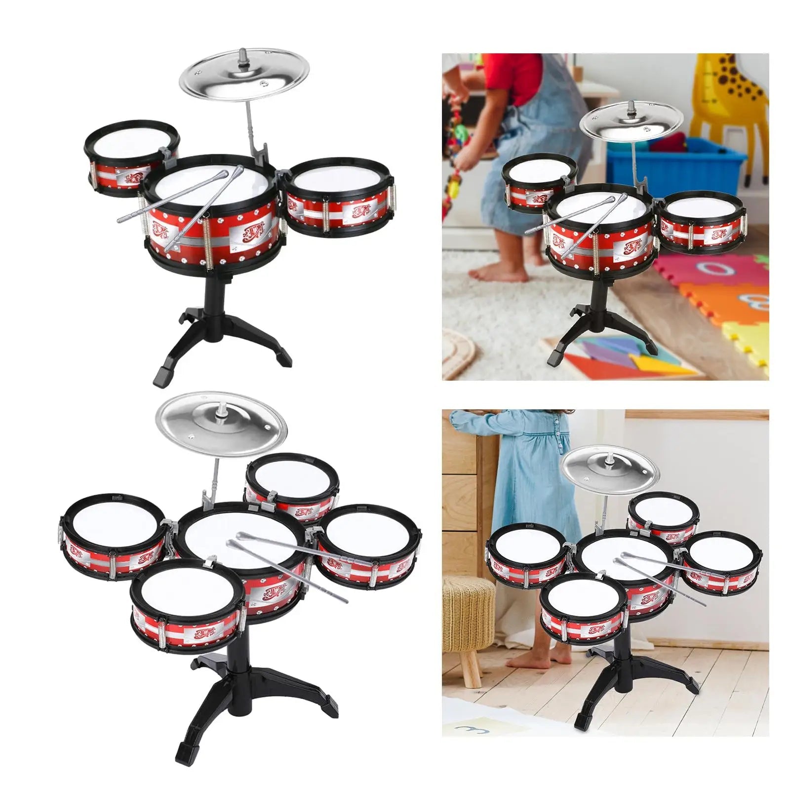Toddlers Educational Drum Set Musical Toys Sensory Toy Kids Drum Set for Children 1 2 3 4 Years Old Kindergarten Kids Girls Boys Good Vibrations