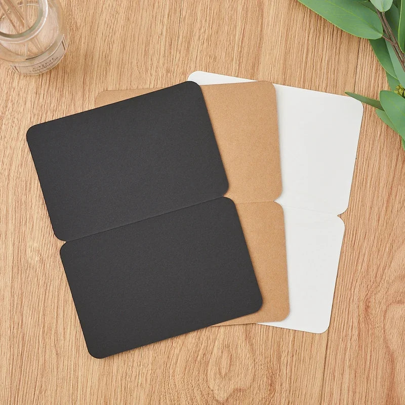 DIY Handmade Invitation Card 10PCS Blank Kraft Paper Gift Bouquet Message Card Folding Greeting Card For Festival Birthday Decor Good Vibrations