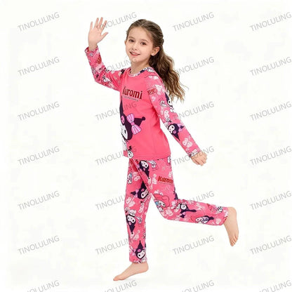 Children's Cartoon Stitch Pajamas Sets Boys Pijamas Girls Mickey Hello Kitty Sleepwear Comfortable Long Sleeve Nightwear Pjs Good Vibrations