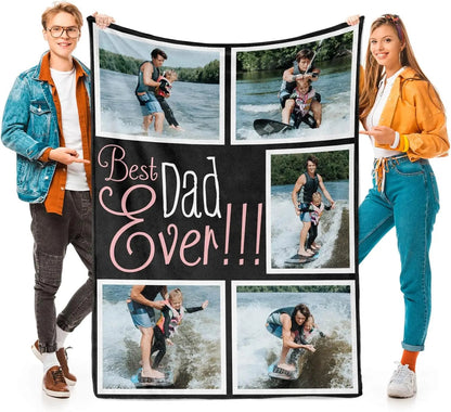 Personalized Fathers Day Throw Blanket Best Dad Ever Gift from Daughter Soft Plaid Throw  L x  W Good Vibrations