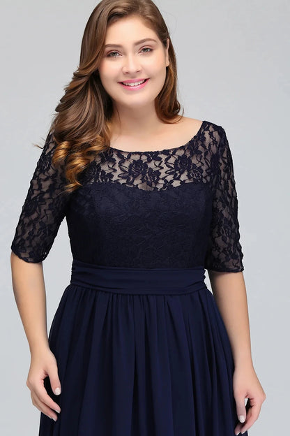 Women Plus Size Lace Chiffon Bridesmaid Dresses Long For Wedding Elegant A Line Evening Party Gown Guest Prom Vestidos De Soiree