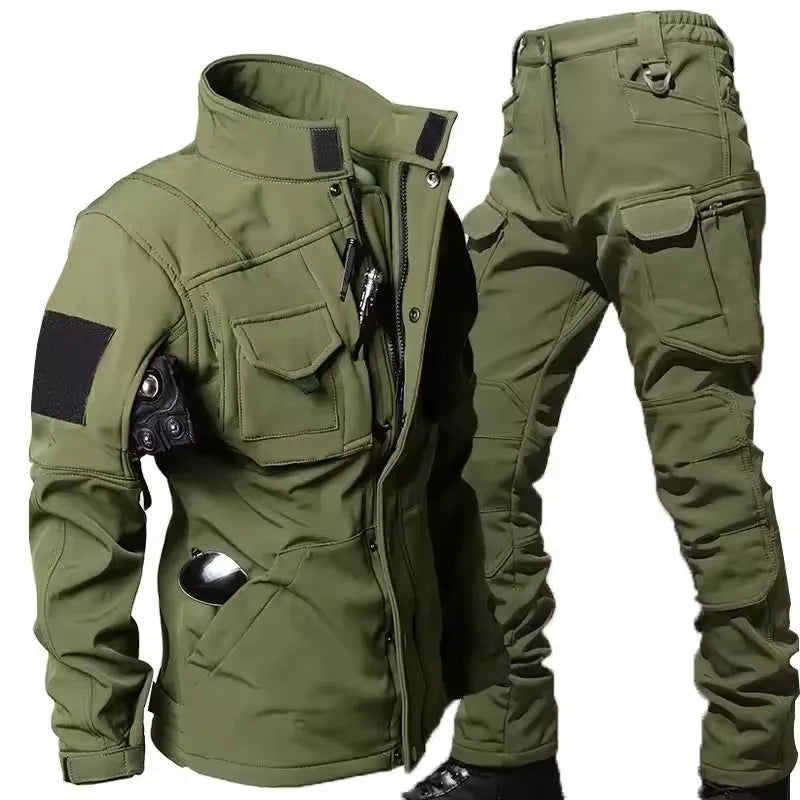 Waterproof Shark Skin Tactical Sets Mens Thicken Fleece New Soft Shell Combat Jackets+windproof Warm Cargo Pant 2 Piece Set Good Vibrations