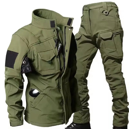 Waterproof Shark Skin Tactical Sets Mens Thicken Fleece New Soft Shell Combat Jackets+windproof Warm Cargo Pant 2 Piece Set Good Vibrations