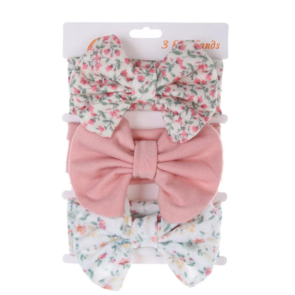 3Pcs/Set Cute Cotton Bows Baby Headbands Newborn Infant Ealstic Hairbands Boys Girsl Dot Striped Flower Print Kids Headwraps Good Vibrations