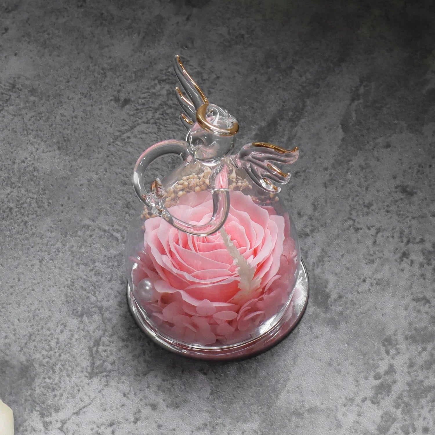 Gifts for Women Enchanted Soap Rose In Angel Glass Dome Eternal Artificial Flower Christmas Valentine's Day Gifts Wedding Supply Good Vibrations