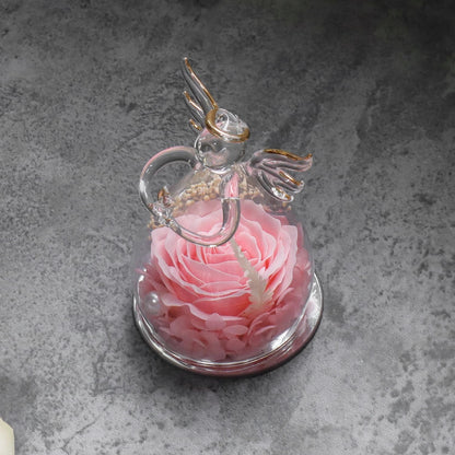Gifts for Women Enchanted Soap Rose In Angel Glass Dome Eternal Artificial Flower Christmas Valentine's Day Gifts Wedding Supply Good Vibrations