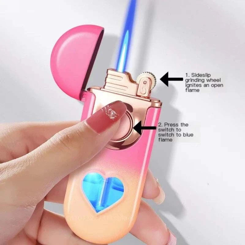 Metal Love Double Flame Butane Gas Lighter 