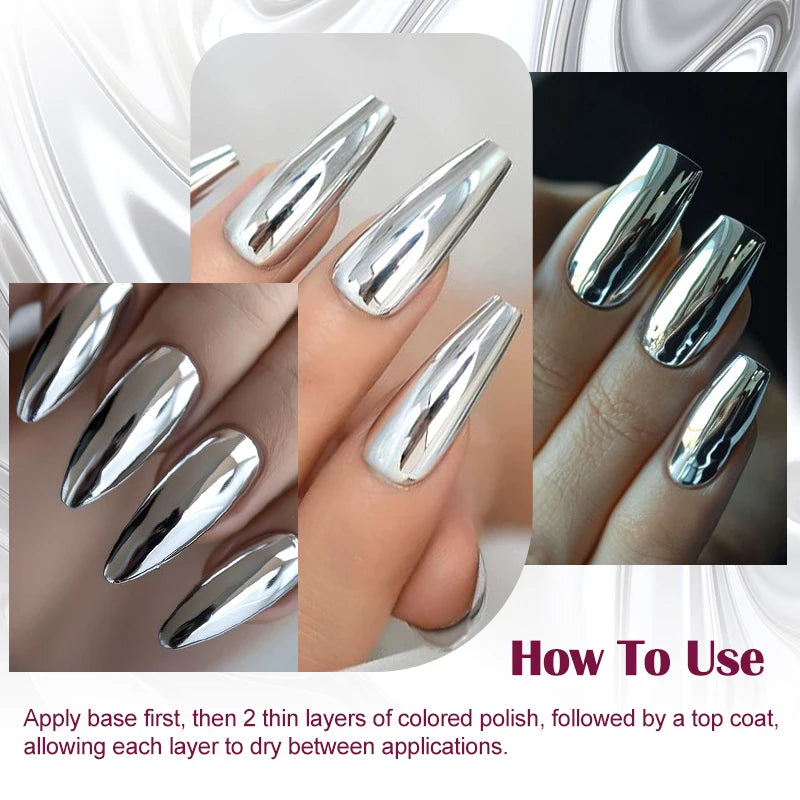 8ml Metallic Nail Polish Mirror Effect Fast Drying Long-Lasting Nails Art Polish DIY No Need Lamp Cure Manicure Nail Supplies Good Vibrations