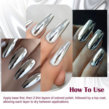 8ml Metallic Nail Polish Mirror Effect Fast Drying Long-Lasting Nails Art Polish DIY No Need Lamp Cure Manicure Nail Supplies Good Vibrations