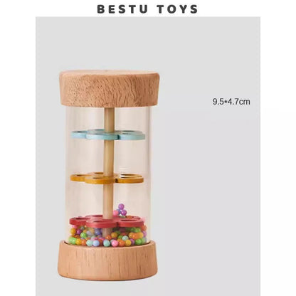 Baby Wooden Rain Sound Pipe Simulation Rain Sound Wooden Toy Gift Hourglass Fun Music Shaker Early Education Enlightenment Toy Good Vibrations
