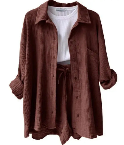 Solid Color Casual Loose Short Pants Sets For Women 2025 Elegant Summer Women's Two Pieces Suit Full Set Female Outfit Clothes Good Vibrations
