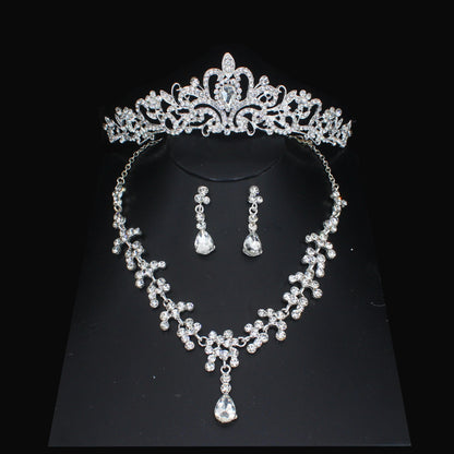 Luxury Crystal Wedding Bridal Jewelry Sets Women/Girl Gold Color Tiara/Crown Earrings Choker Necklace Bride Jewelry Set Good Vibrations Adult Super Store