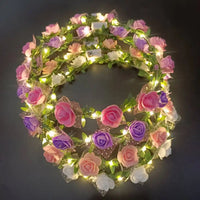 Wedding Party Crown Glowing Flower Headband LED Light Wreath Garland Decoration Women Girl Birthday Favor Luminous Hairband Good Vibrations