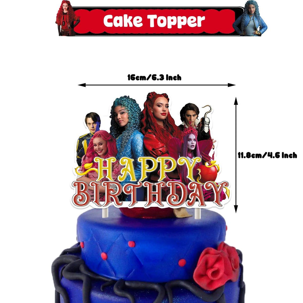 Descendant Birthday Party Decorations Includes Banner, Cake Topper, Hanging Swirl and Balloon Perfect for Rise Red Party Favors Good Vibrations